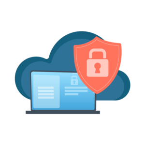 Sicherheitsschloss vor Laptop